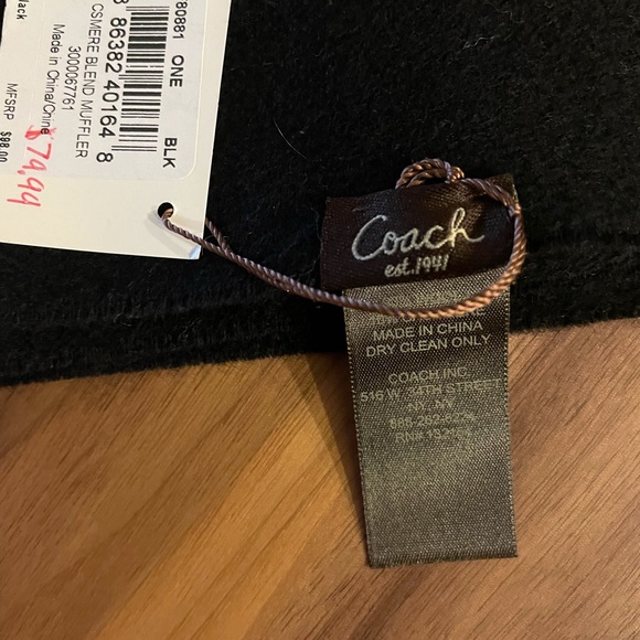 Coach Wool/Cashmere Blend Muffler Fringe Scarf in Black - Picture 6 of 8